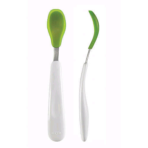 ช้อนป้อนอาหารเด็ก แพคคู่ สีเขียว | OXO Tot Feeding Spoon Set with Soft Silicone Green