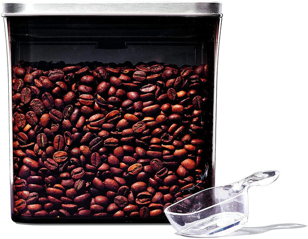 กล่องถนอมอาหาร สูญญากาศ สี่เหลี่ยมผืนผ้า ขนาดใหญ่ 1.6 ลิตร ฝาสแตนเลส สตีล พร้อมช้อนตัก l OXO STL Coffee With Scoop 1.6 L