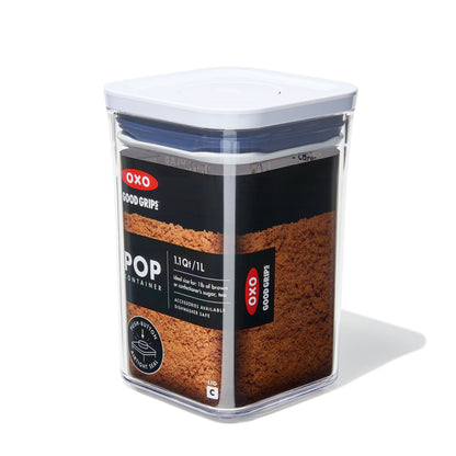 กล่องสูญญากาศใส่อาหาร  สี่เหลี่ยมจัตุรัส ขนาดเล็ก 1 ลิตร/ 0.7 kg. l OXO GG POP CONTAINER SMALL SQUARE - SHORT (1 L)