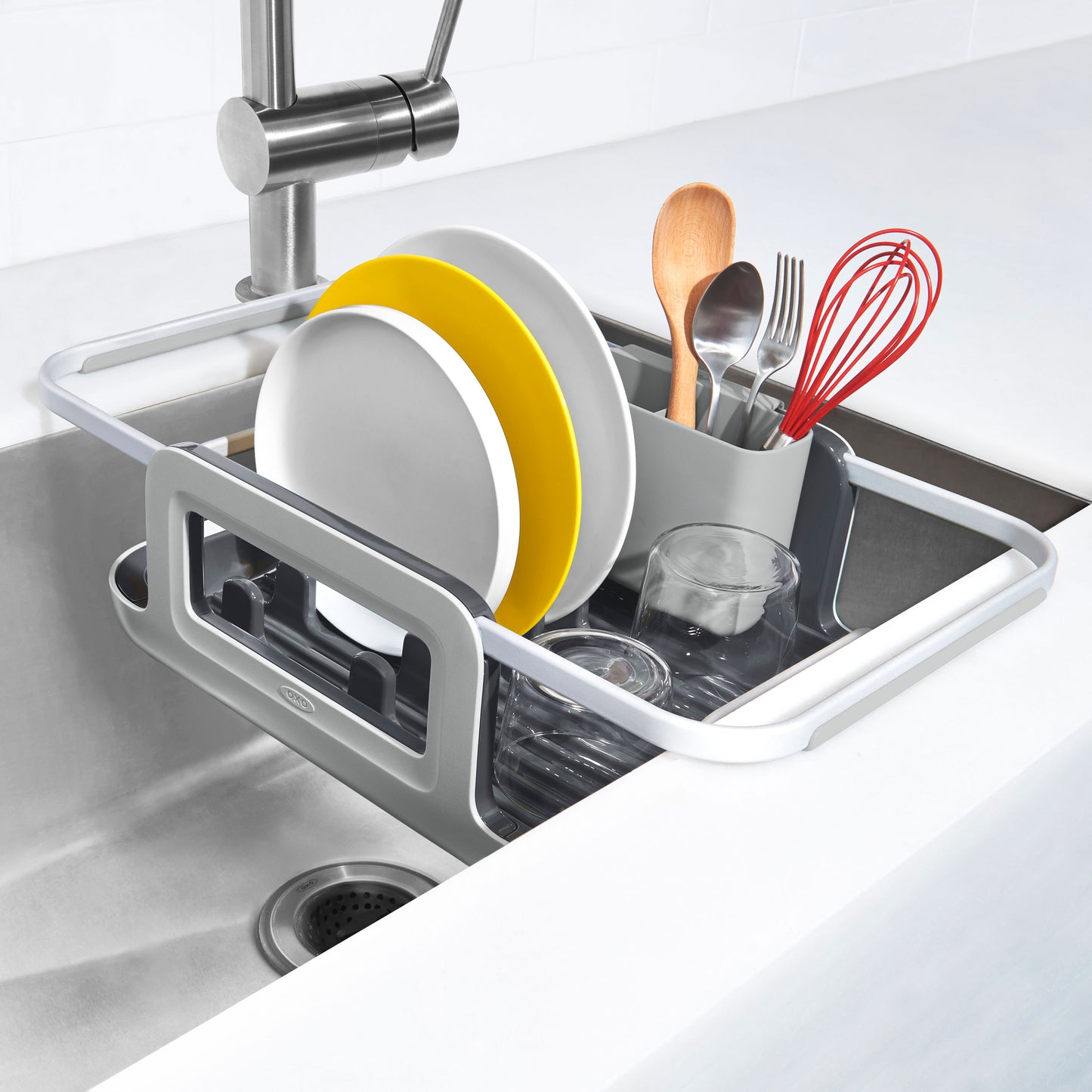 ที่ตากจาน แบบวางบนซิงค์อะลูมิเนียม l OXO GG Over-the-Sink Aluminum Dish Rack