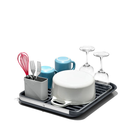 ที่ตากจานพับได้ พร้อมถาดรองน้ำ l OXO GG Aluminum Fold Flat Dish Rack