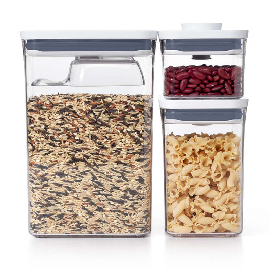 กล่องสูญญากาศใส่อาหาร  พร้อมช้อนตักสำหรับกล่องป๊อป ขนาดใหญ่ l OXO GG 3 PC POP CONTAINER RECTANGLE SET WITH SCOOP