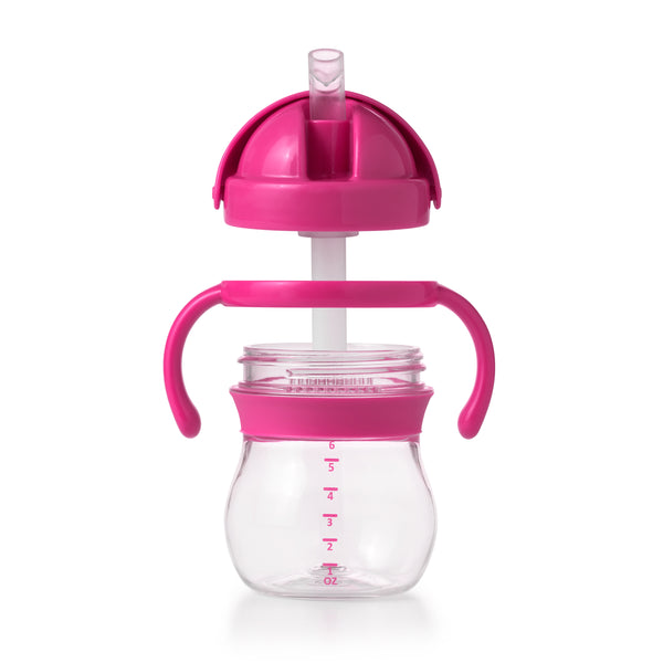 แก้วน้ำ มีหูจับ พร้อมหลอด 6 ออนซ์ สีชมพู l OXO Tot grow straw cup with handles 6 oz. pink