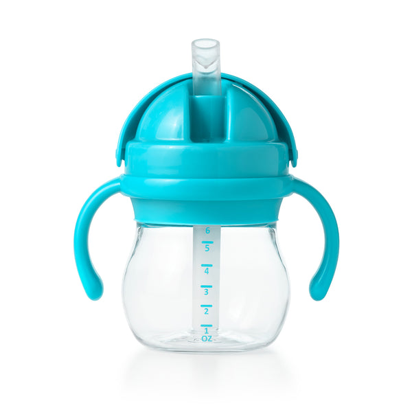 แก้วน้ำ มีหูจับ พร้อมหลอด 6 ออนซ์ สีฟ้า l OXO Tot grow straw cup with handles - 6 oz - aqua