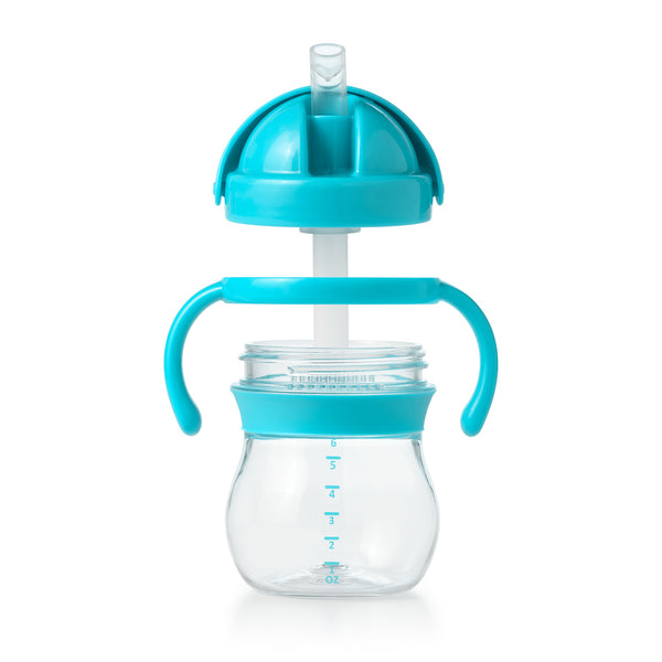 แก้วน้ำ มีหูจับ พร้อมหลอด 6 ออนซ์ สีฟ้า l OXO Tot grow straw cup with handles - 6 oz - aqua