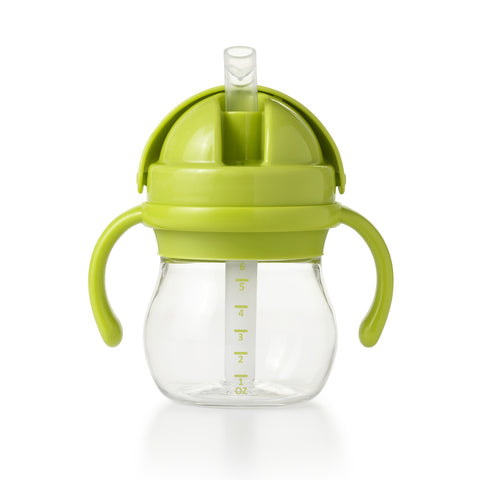 แก้วน้ำ มีหูจับ พร้อมหลอด 6 ออนซ์ สีเขียว  | OXO Tot grow straw cup with handles 6 oz. green