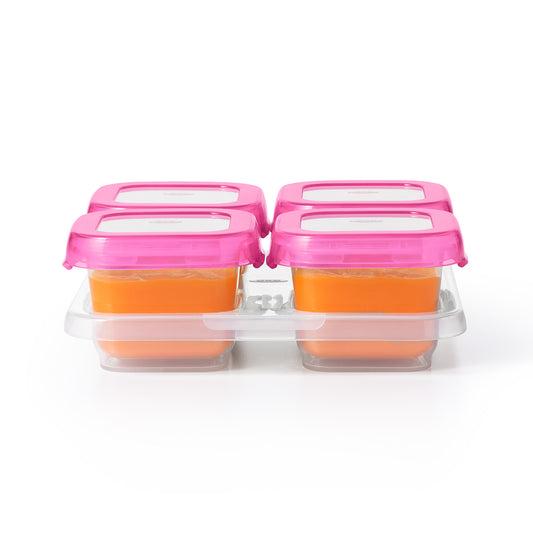 ชุดกล่องเก็บอาหารเด็ก สีชมพู 4 ออนซ์ (3 ชุด) OXO TOT Pink Baby Blocks Set 4 oz (3 Pieces)