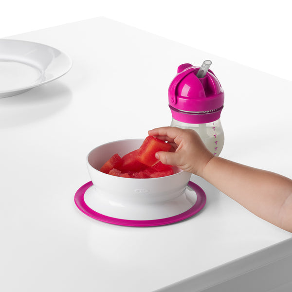 ชามอาหารเด็ก ที่ยึดติดกับโต๊ะ สีชมพู l OXO Tot Stick & Stay Suction Bowl Pink