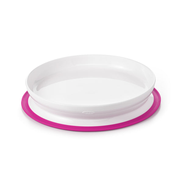 จานอาหารเด็ก ที่ยึดติดกับโต๊ะ สีชมพู l OXO Tot Stick & Stay Suction Plate Pink