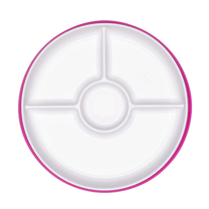 จานอาหารเด็ก 3 ช่อง ที่ยึดติดกับโต๊ะ สีชมพู l OXO Tot Stick & Stay Suction Divided Plate Pink