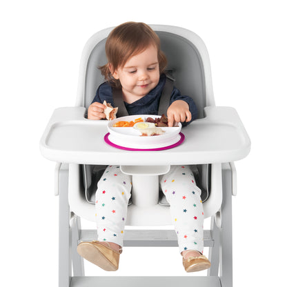 จานอาหารเด็ก 3 ช่อง ที่ยึดติดกับโต๊ะ สีชมพู l OXO Tot Stick & Stay Suction Divided Plate Pink