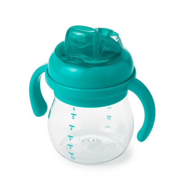 แก้วหัดดื่ม แบบมีมือจับ 6 ออนซ์ ฟ้าน้ำทะเล l OXO Tot grow soft spout sippy cup with removable handles 6 oz Teal