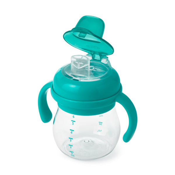 แก้วหัดดื่ม แบบมีมือจับ 6 ออนซ์ ฟ้าน้ำทะเล l OXO Tot grow soft spout sippy cup with removable handles 6 oz Teal