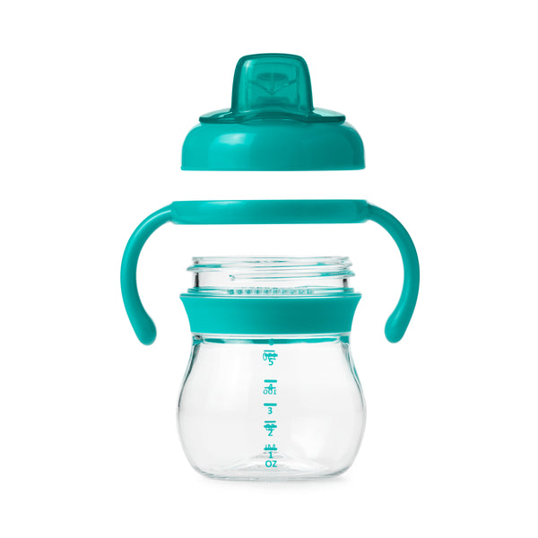 แก้วหัดดื่ม แบบมีมือจับ 6 ออนซ์ ฟ้าน้ำทะเล l OXO Tot grow soft spout sippy cup with removable handles 6 oz Teal