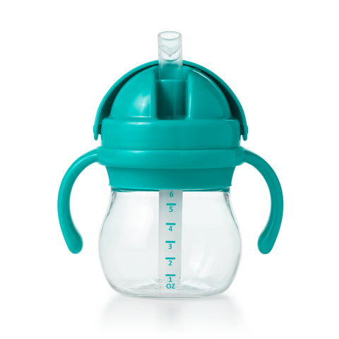 แก้วน้ำ มีหูจับ พร้อมหลอด 6 ออนซ์ ฟ้าน้ำทะเล l OXO Tot grow straw cup with handles 6 oz. Teal