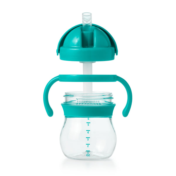 แก้วน้ำ มีหูจับ พร้อมหลอด 6 ออนซ์ ฟ้าน้ำทะเล l OXO Tot grow straw cup with handles 6 oz. Teal