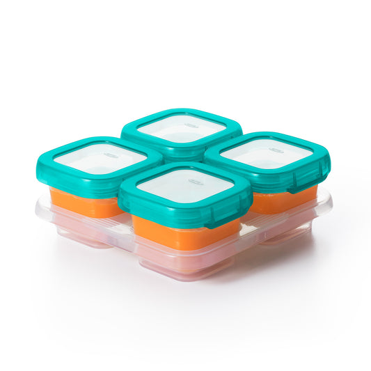 ชุดกล่องเก็บอาหารเด็ก สีฟ้าน้ำทะเล 4 ออนซ์ (3 ชุด) I OXO TOT Teal Baby Blocks Set 4 oz (3 Pieces)