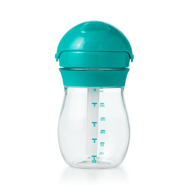 แก้วน้ำพร้อมหลอด 9 ออนซ์ สีฟ้าน้ำทะเล | OXO Tot grow straw cup 9 oz. Teal