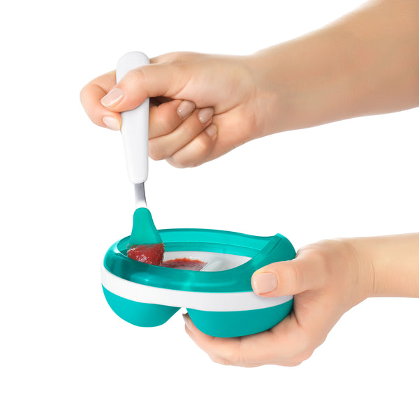 ช้อนป้อนอาหารเด็ก แพคคู่ สีฟ้าน้ำทะเล | OXO Tot Feeding Spoon Set with Soft Silicone Teal