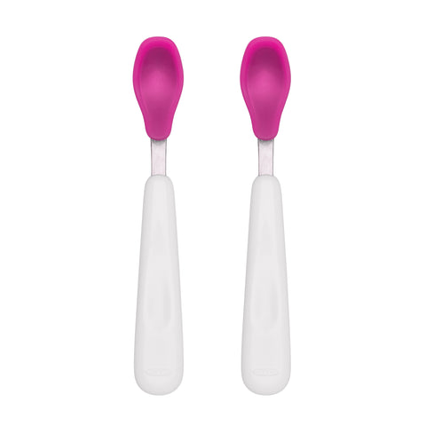 ช้อนป้อนอาหารเด็ก แพคคู่ สีชมพู | OXO Tot Feeding Spoon Set with Soft Silicone Pink