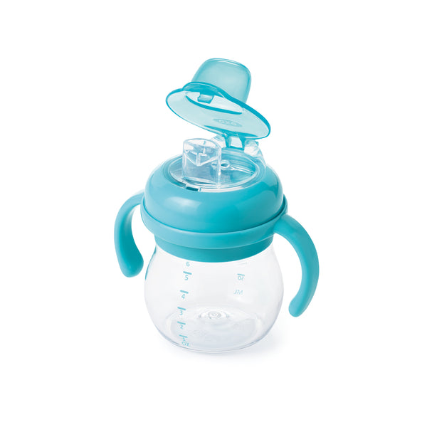 แก้วหัดดื่ม แบบมีมือจับ ขนาด 6 ออนซ์ สีฟ้า l OXO Tot Transitions Soft Spout Sippy Cup With Removable Handles 6 oz. - aqua