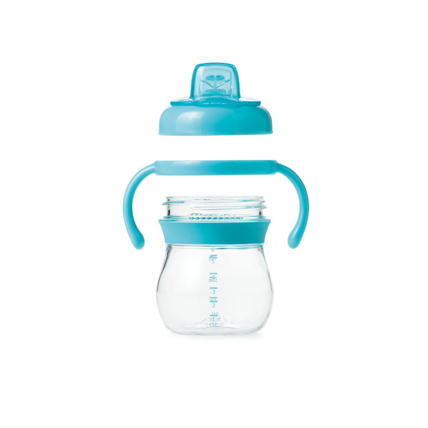 แก้วหัดดื่ม แบบมีมือจับ ขนาด 6 ออนซ์ สีฟ้า l OXO Tot Transitions Soft Spout Sippy Cup With Removable Handles 6 oz. - aqua