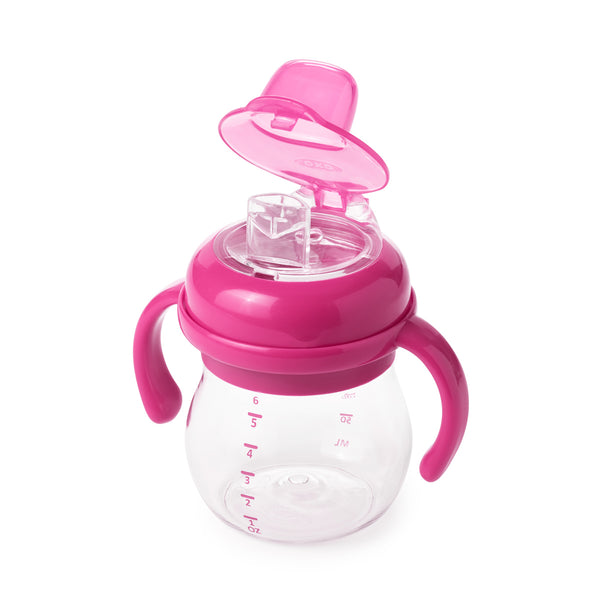 แก้วหัดดื่ม แบบมีมือจับ ขนาด 6 ออนซ์ สีชมพู l OXO Tot grow soft spout sippy cup with removable handles - 6 oz - pink