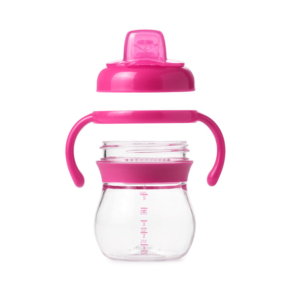 แก้วหัดดื่ม แบบมีมือจับ ขนาด 6 ออนซ์ สีชมพู l OXO Tot grow soft spout sippy cup with removable handles - 6 oz - pink