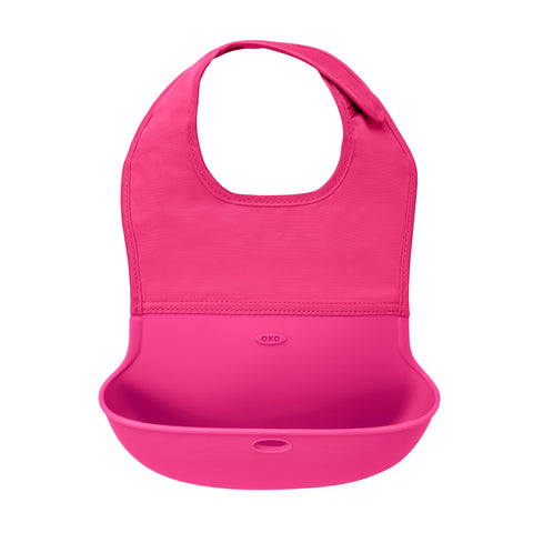 ผ้ากันเปื้อนเด็ก สีชมพู | OXO Tot Roll-Up Bib Pink