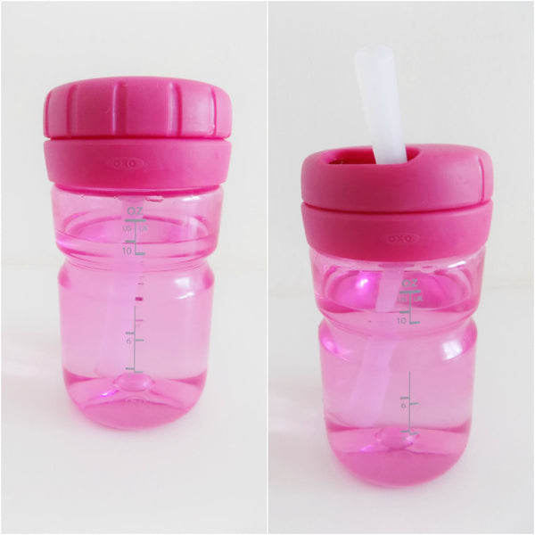 แก้วน้ำ ทวิสท้อป พร้อมหลอด 12 ออนซ์ สีชมพู |  OXO Tot twist top water bottle pink